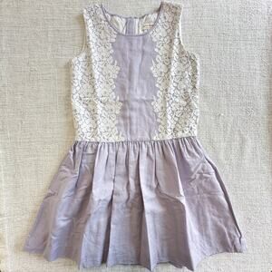 Mini Boden Purple Lace Detail Linen Blend Dress EUC 11/12
